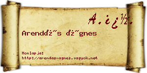 Arendás Ágnes névjegykártya